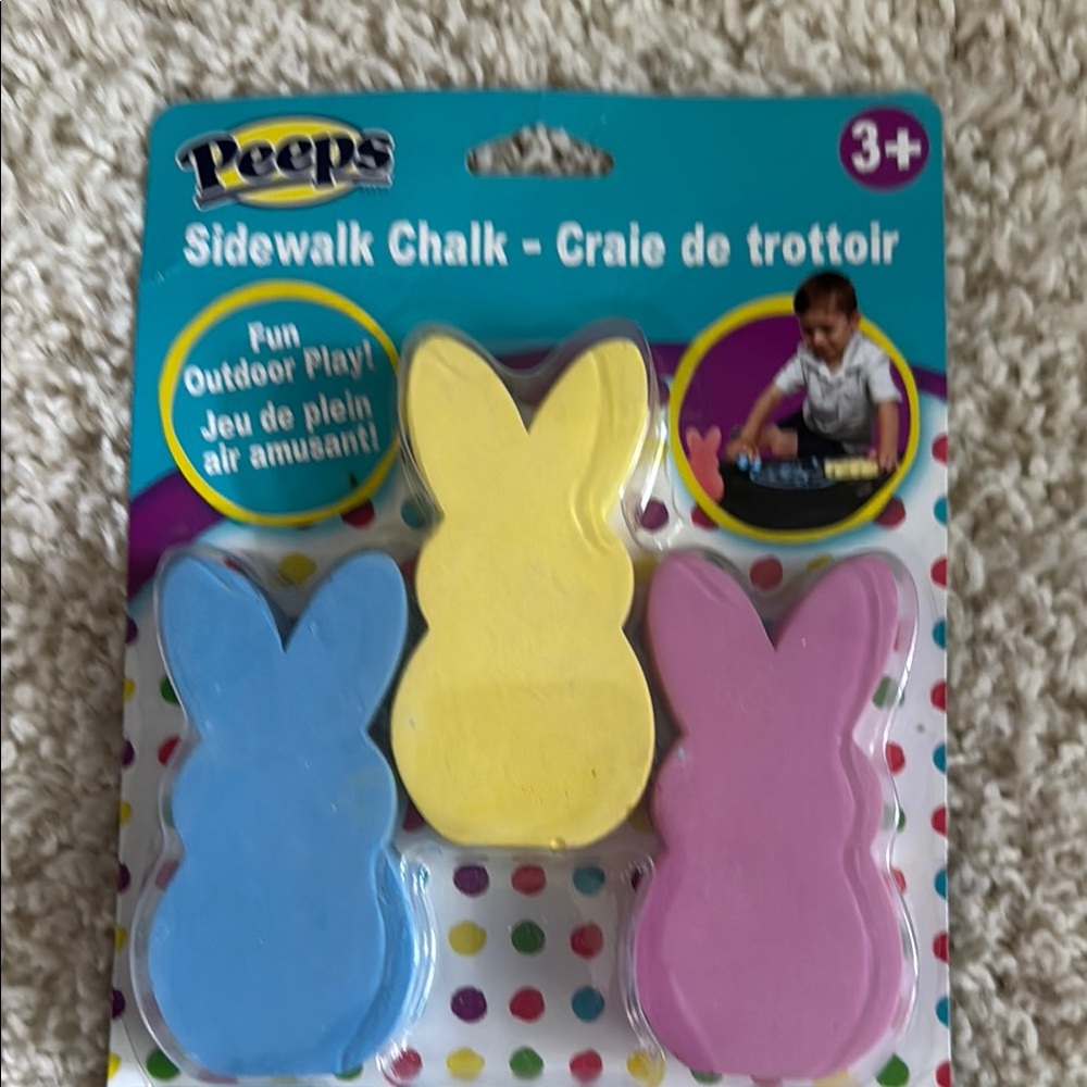 New PEEPS brand Bunny Shaped Sidewalk Chalk - Blue, Yellow, Pink, Easter Basket